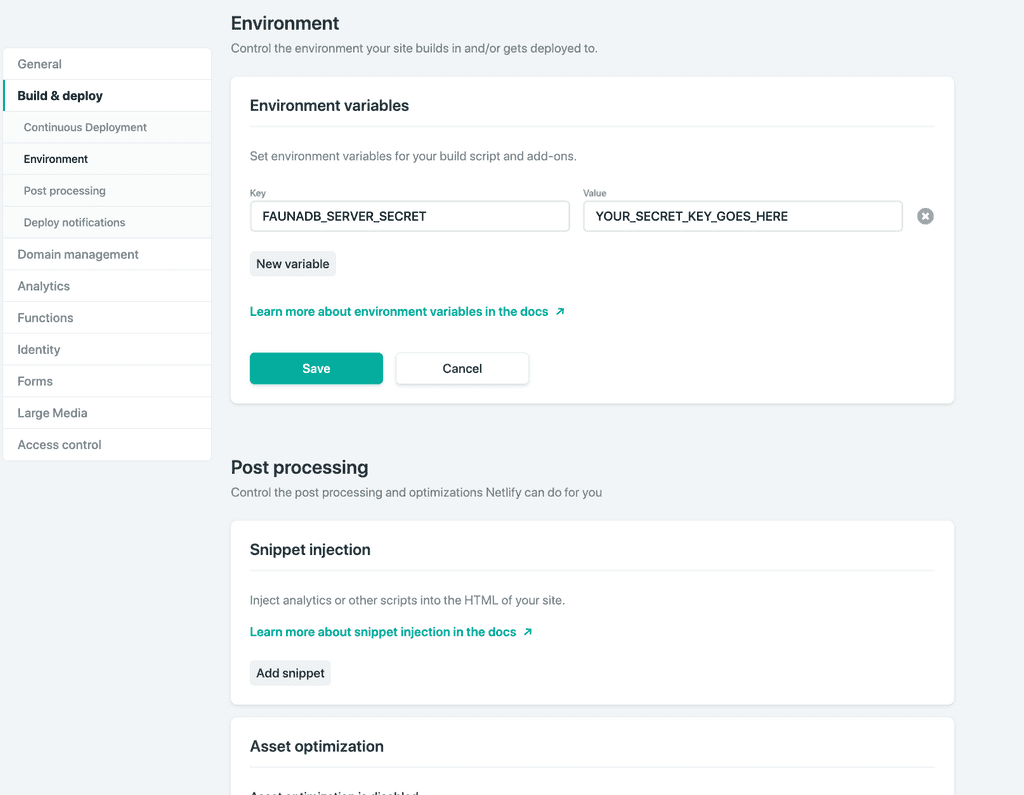 How to add an environment variable to Netlify deploy settings.